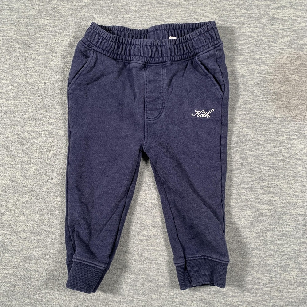 KITH Jogger Pants Boys 12-18 Months Blue Knit 100% Cotton Elastic Waist Casual
